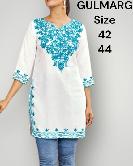 Cotton embroidered short Kurtis - Kurti Connection USA