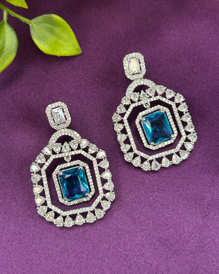 AD earrings: turquoise blue - Kurti Connection USA