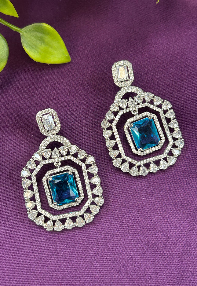 AD earrings: turquoise blue - Kurti Connection USA