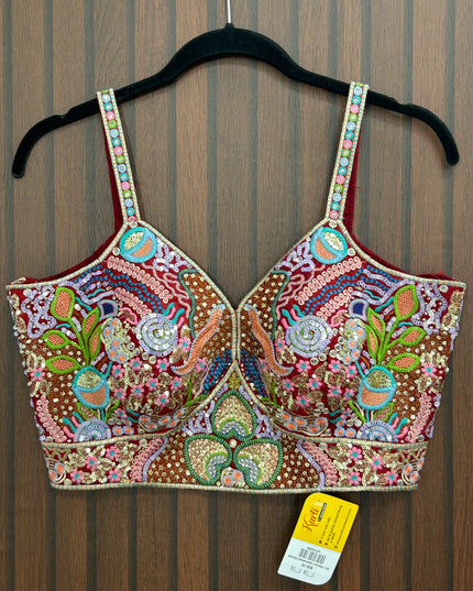 Maroon sleeveless blouse - Kurti Connection USA