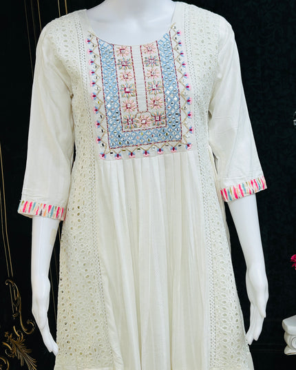 Off white long kurti - Kurti Connection USA