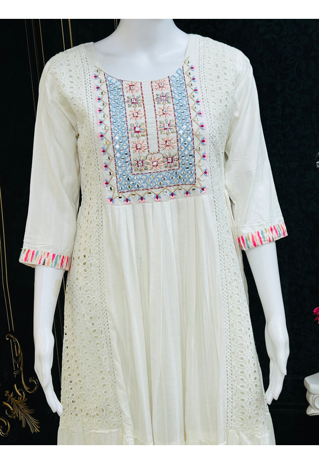 Off white long kurti - Kurti Connection USA