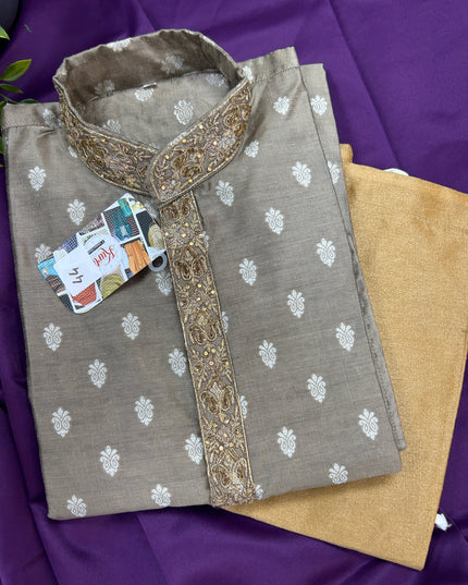 Cotton silk kurta | Mute Gold - Kurti Connection USA