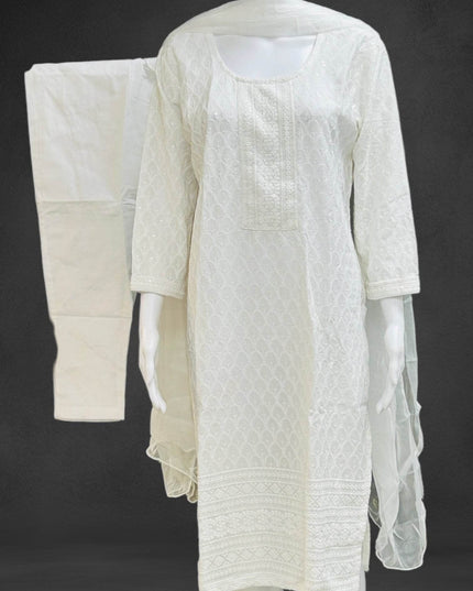 Cotton Chikankari kurti set | white salwar suit - Kurti Connection USA