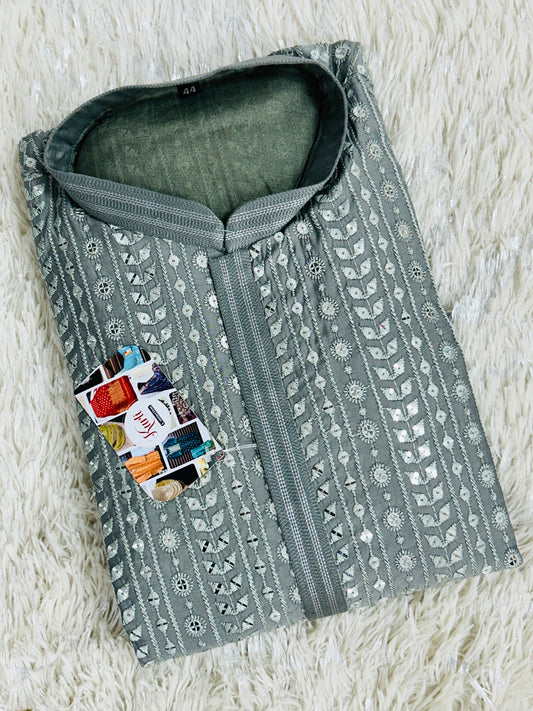 Cotton silk kurta set