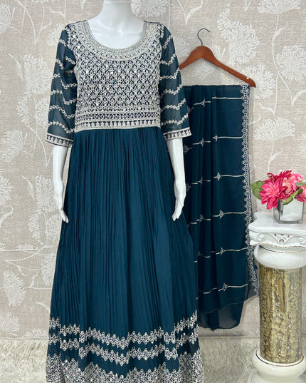 Party wear long gown with dupatta/ Anarkali - Kurti Connection USA
