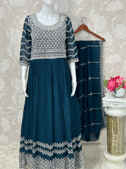 Party wear long gown with dupatta/ Anarkali