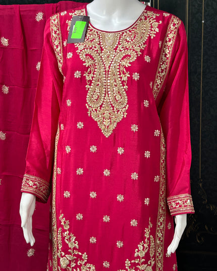 Chinon silk sharara suit - Kurti Connection USA