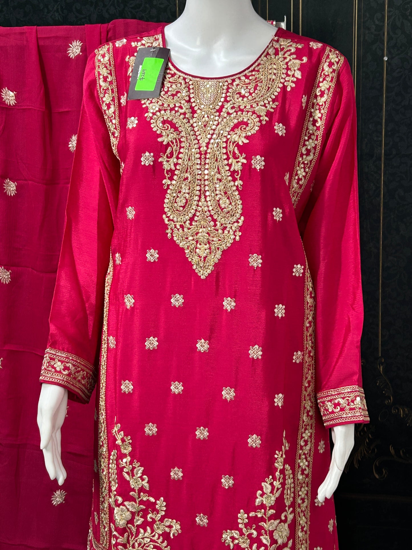 Chinon silk sharara suit