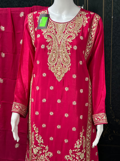 Chinon silk sharara suit