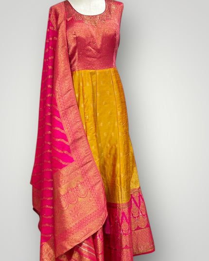 Party wear long gown | pure silk gown - Kurti Connection USA