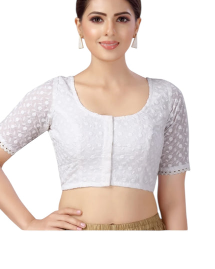 White cotton embroidered blouse
