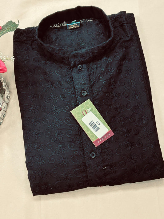 Black cotton chikankari Kurta set