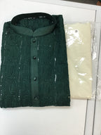 Dark green kurta set