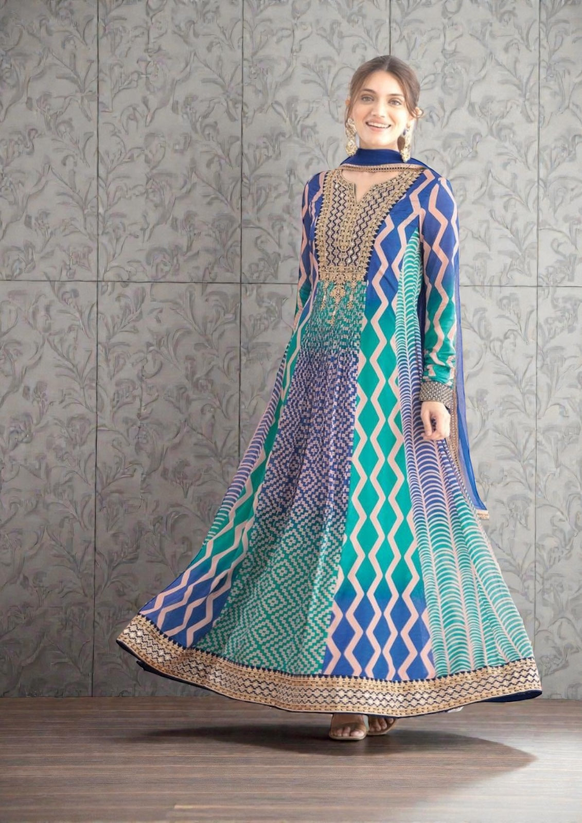 Saawan : Chinon silk long gowns