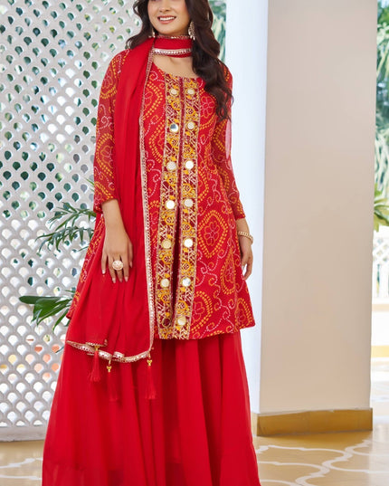 Chiffon Bandhani sharara suit