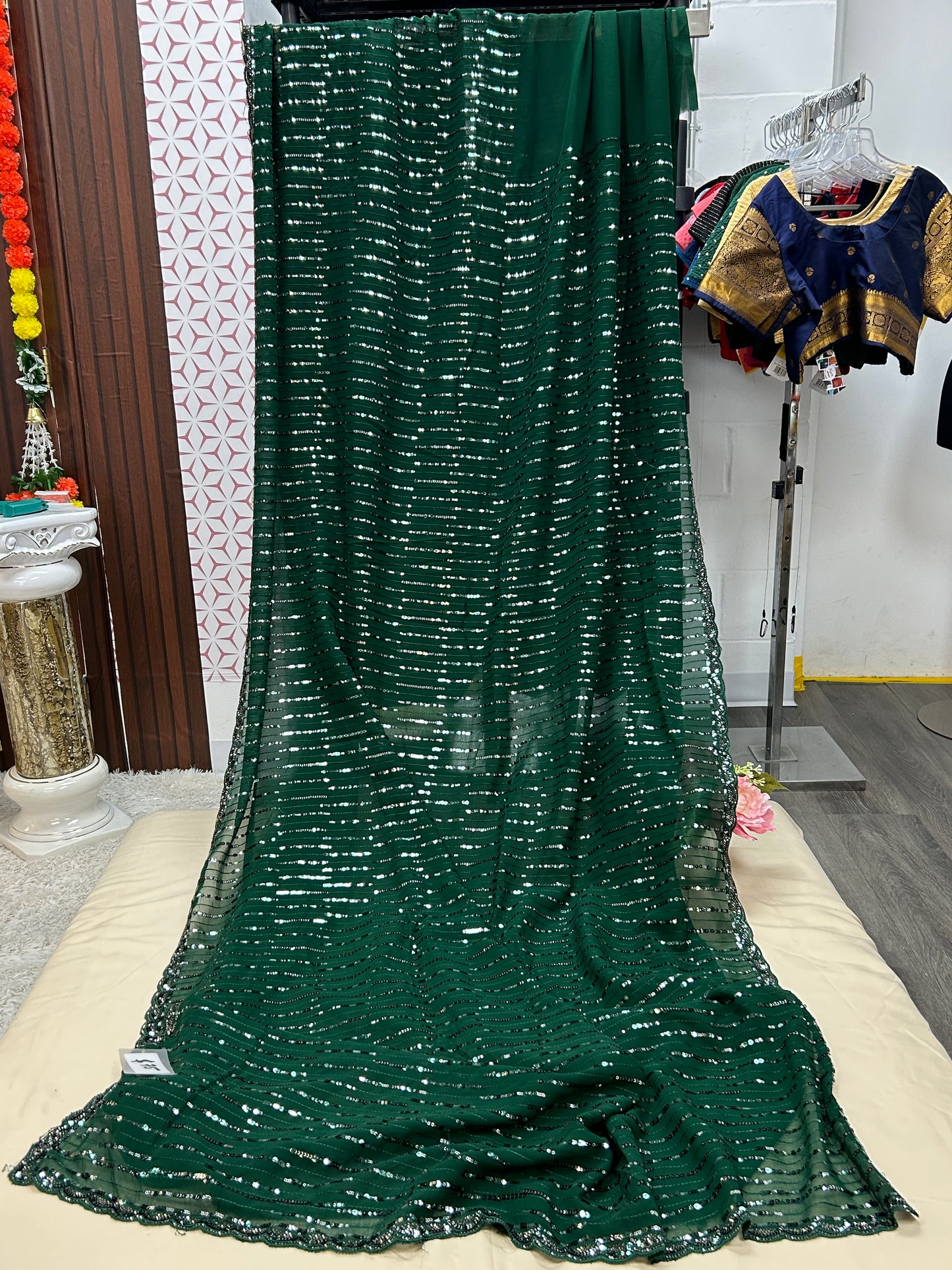 Sequin work saree