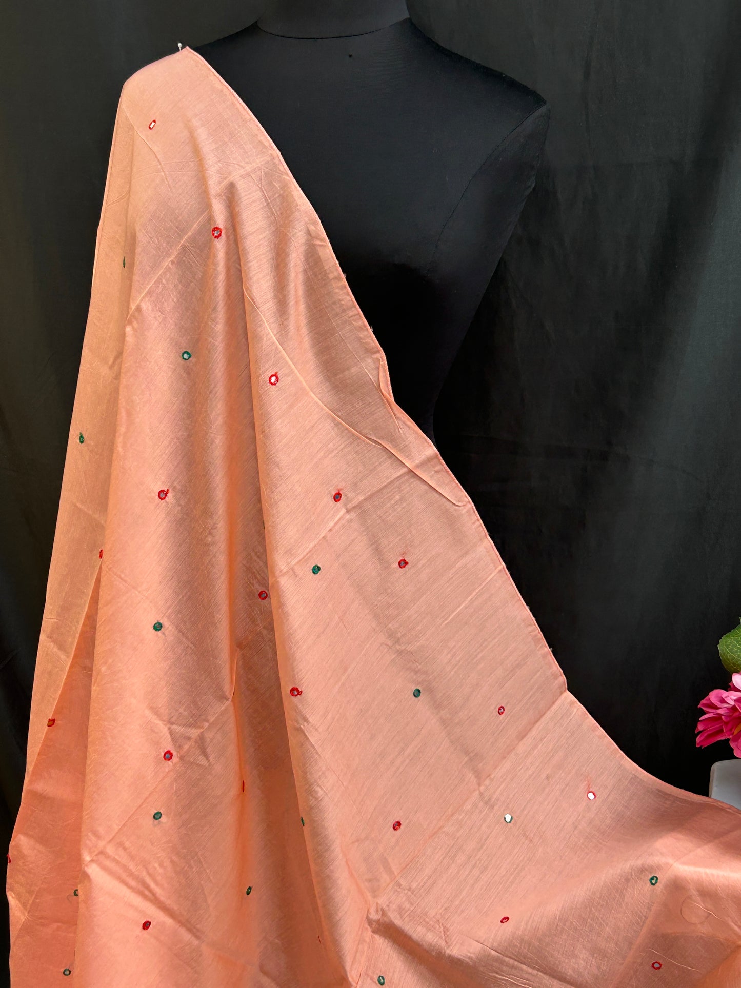 Cotton silk dupatta with small mirrors