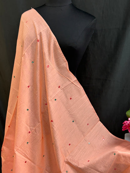 Cotton silk dupatta with small mirrors