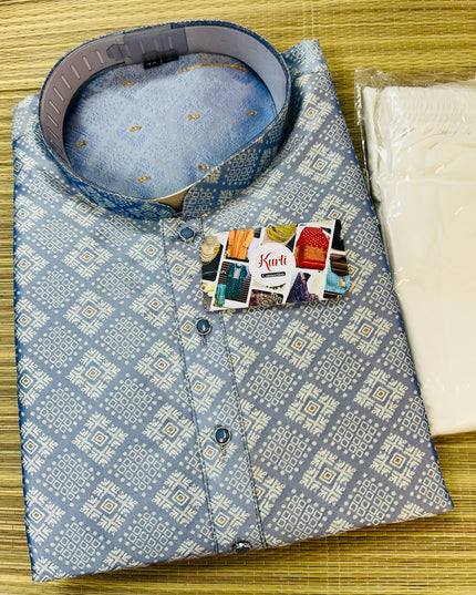 Silver grey kurta set - Kurti Connection USA