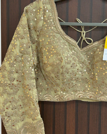 Light gold pure chiffon blouse - Kurti Connection USA