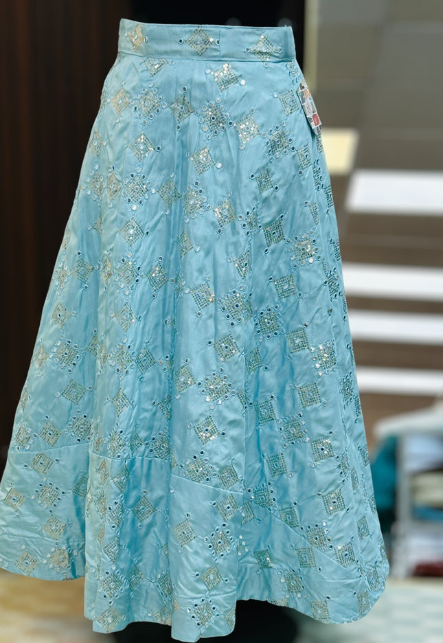 Foil mirror work skirt - Kurti Connection USA