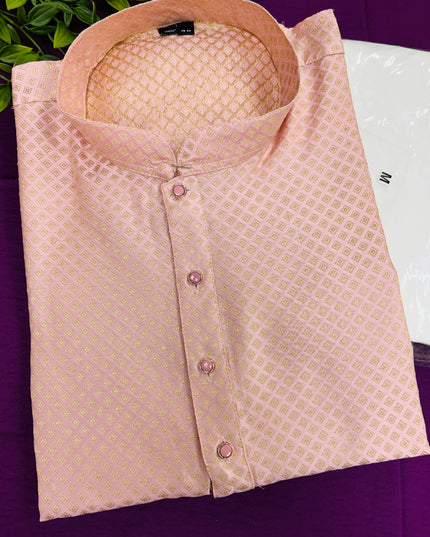 Light peach kurta pajama set - Kurti Connection USA