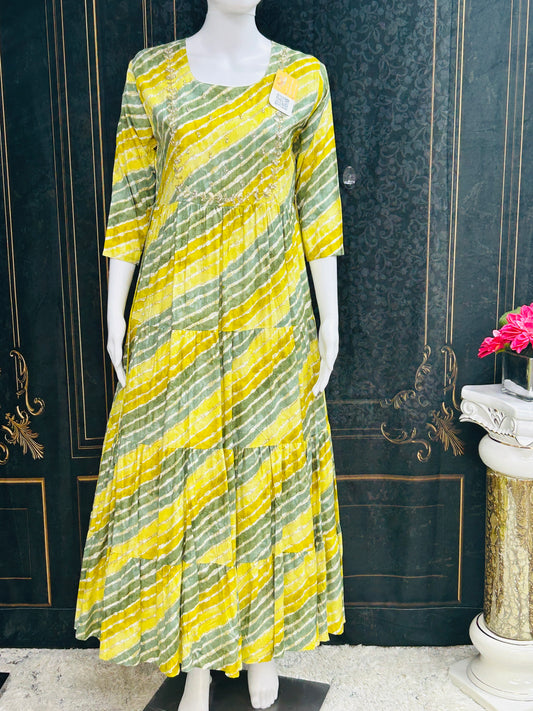 Mehandi green long kurti