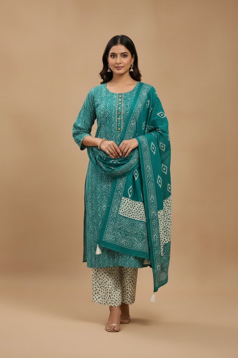 Printed cotton salwar suit