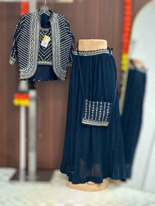 Lehenga Choli set with jacket and purse