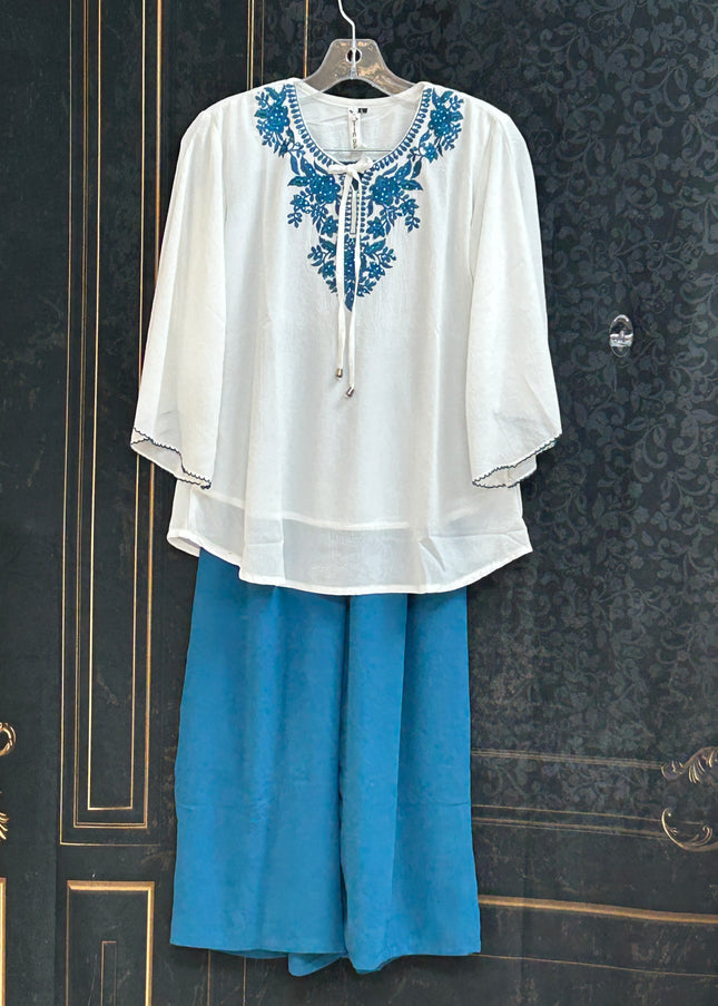 Co-ord set / chiffon top with pant - Kurti Connection USA