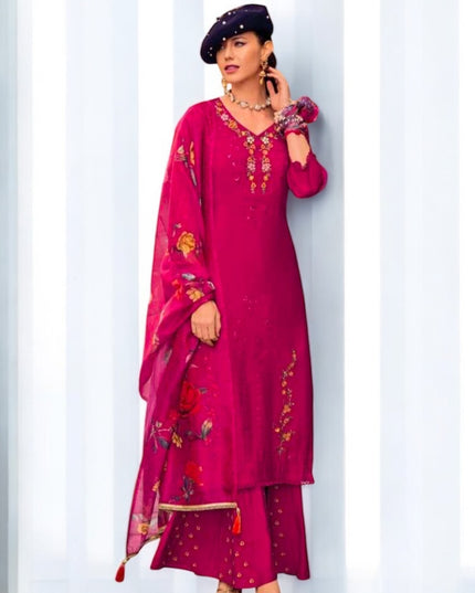 Crape silk sharara set - Kurti Connection USA