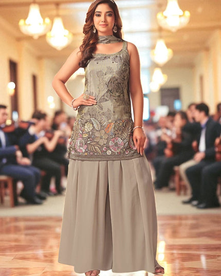 Sharara suit/ tissue silk
