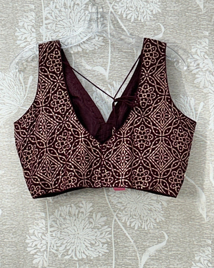 Bandhani print blouse : maroon - Kurti Connection USA