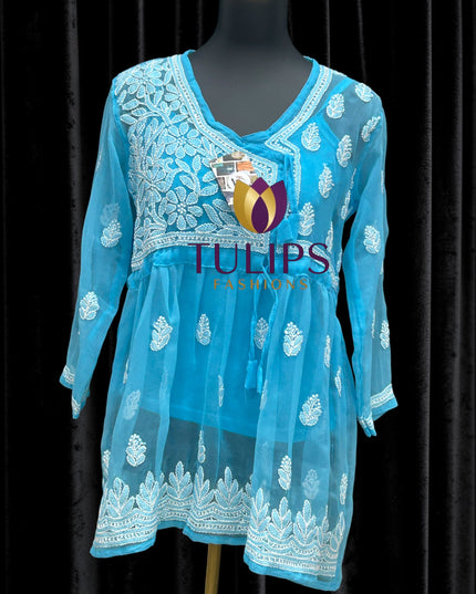 Chikankari short kurti by Kurti Connection USA