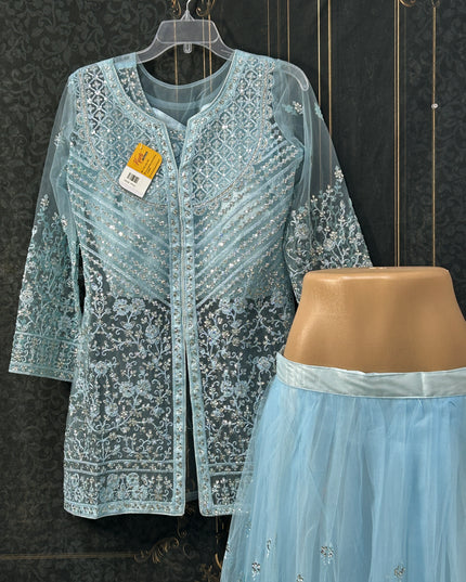 Lehenga set with long blouse - Kurti Connection USA