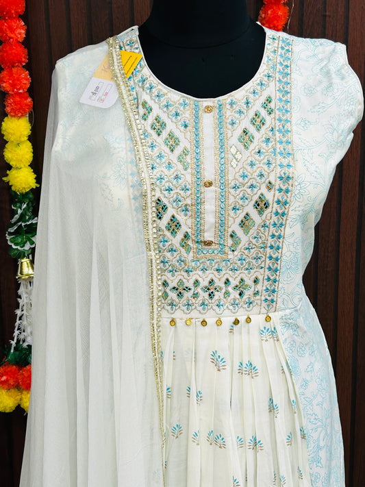 Cotton silk long kurti set