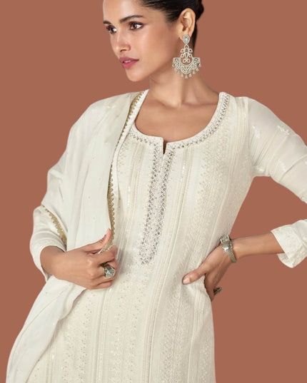Chikankari work sharara suit - Kurti Connection USA