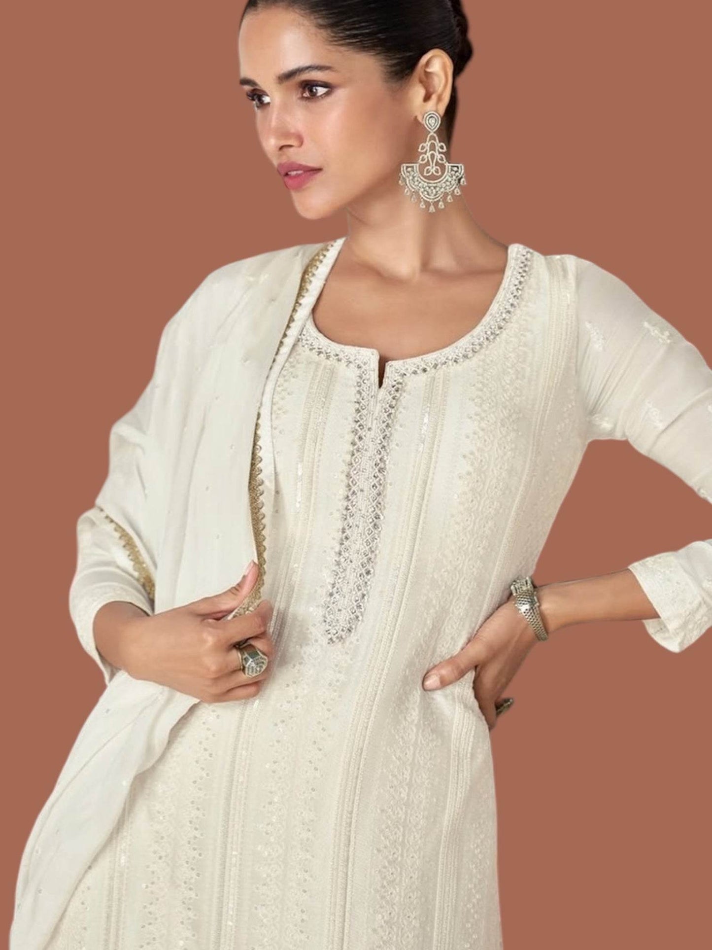 Chikankari work sharara suit - Kurti Connection USA