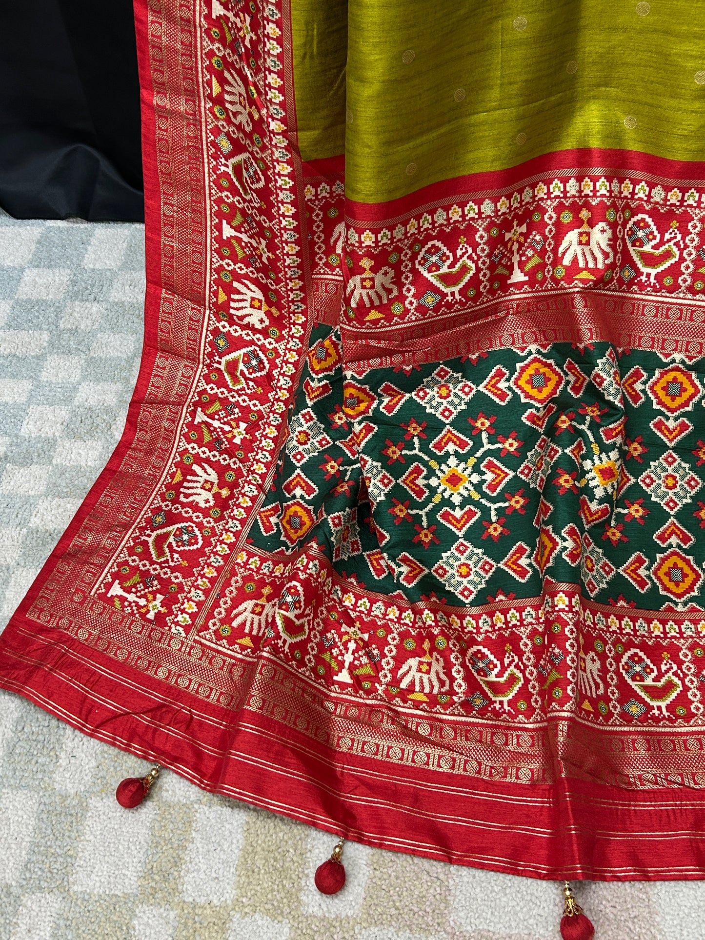 Patola print saree : henna green