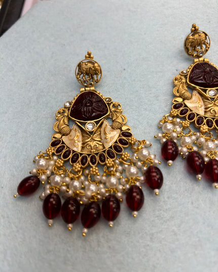 Antique gold finish earrings - Kurti Connection USA