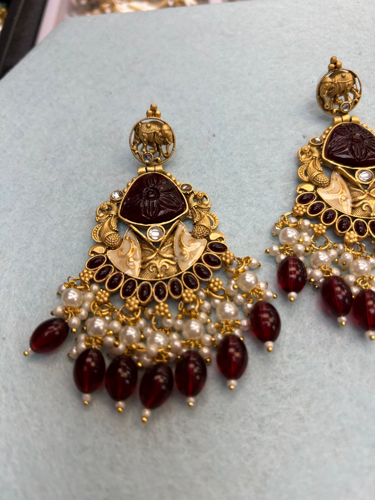Antique gold finish earrings