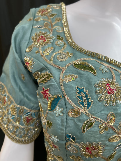 Hand embroidered blouse | tissue silk blouse with all over hand embroidery