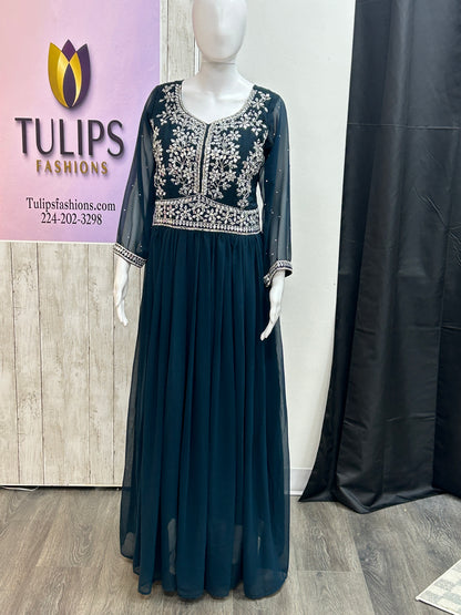 Party wear long gown by Kurti Connection USA