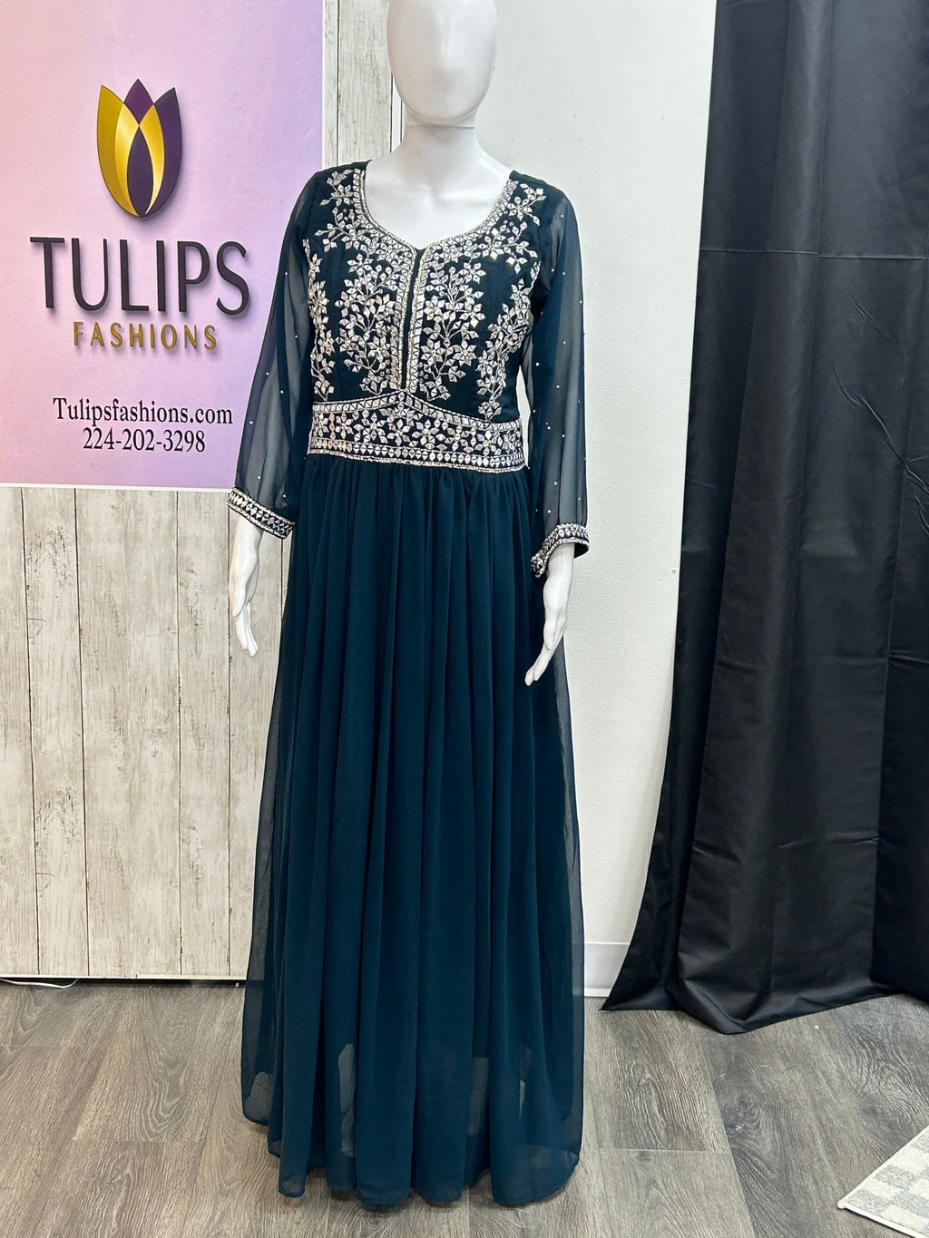 Party wear long gown by Kurti Connection USA
