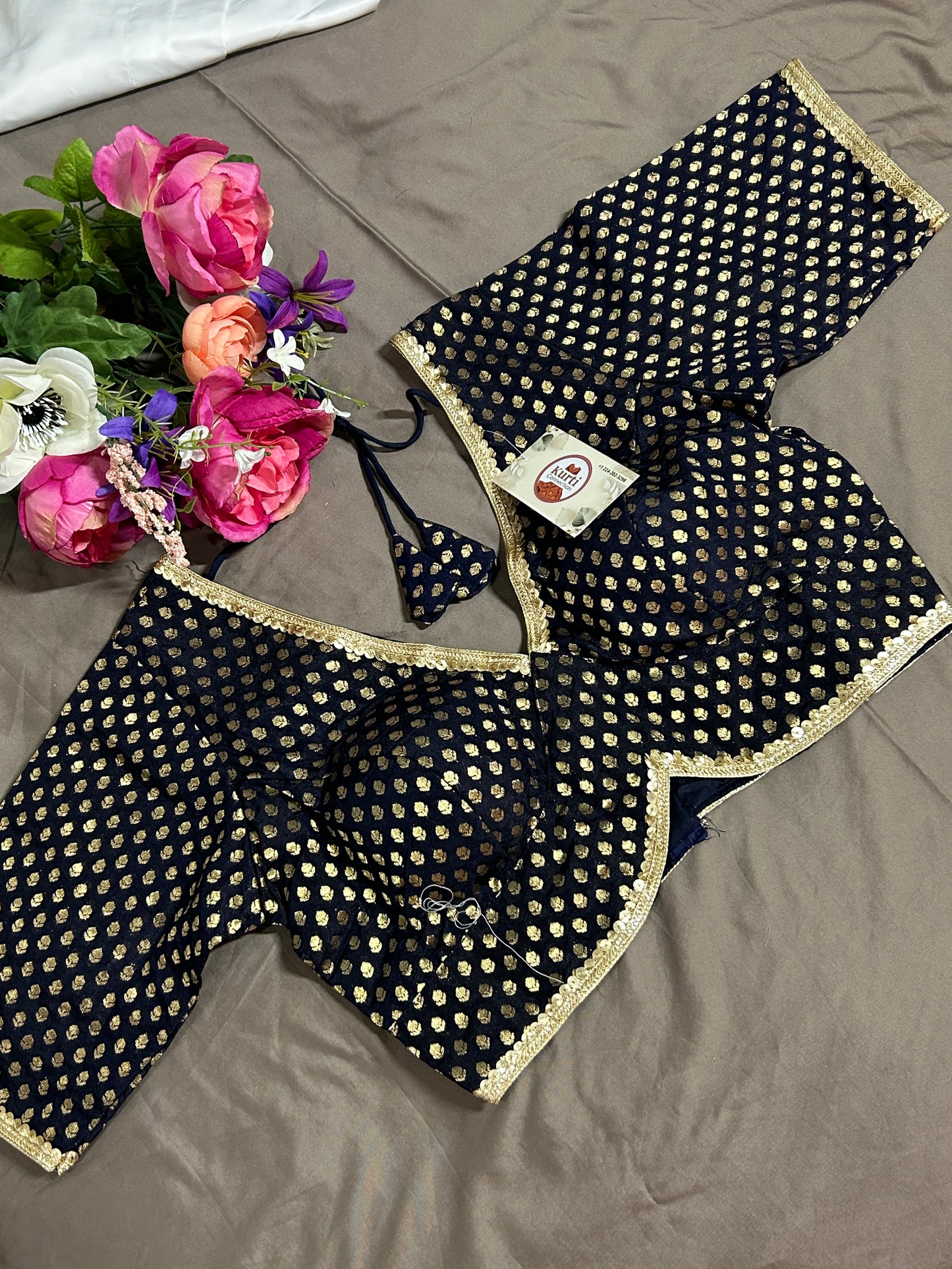 Dark blue silk blouse