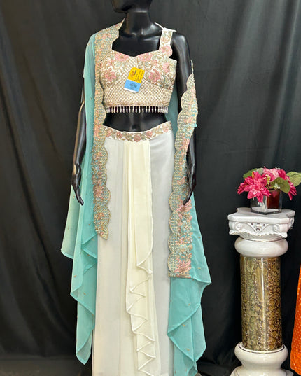 Crop top set with dhoti skirt