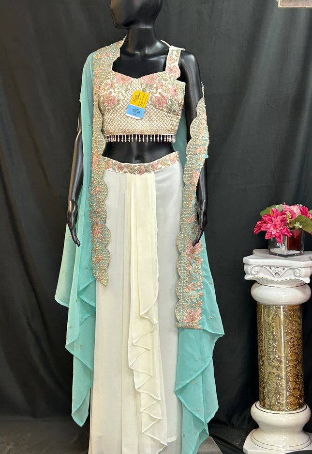 Crop top set with dhoti skirt