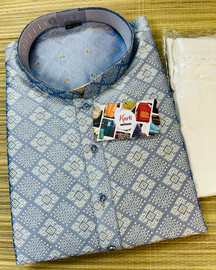 Silver grey kurta set - Kurti Connection USA