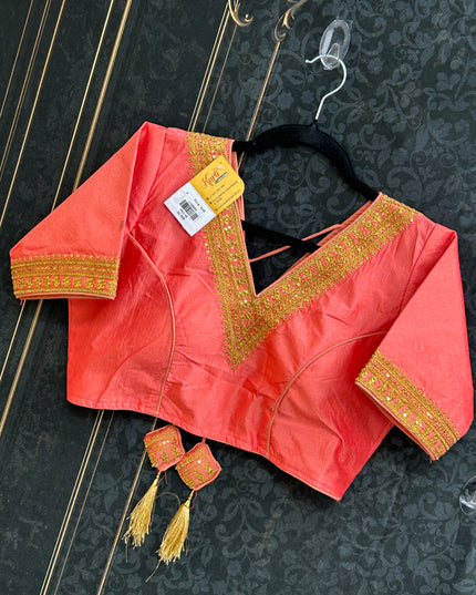 Golden blouse | V neck - Kurti Connection USA